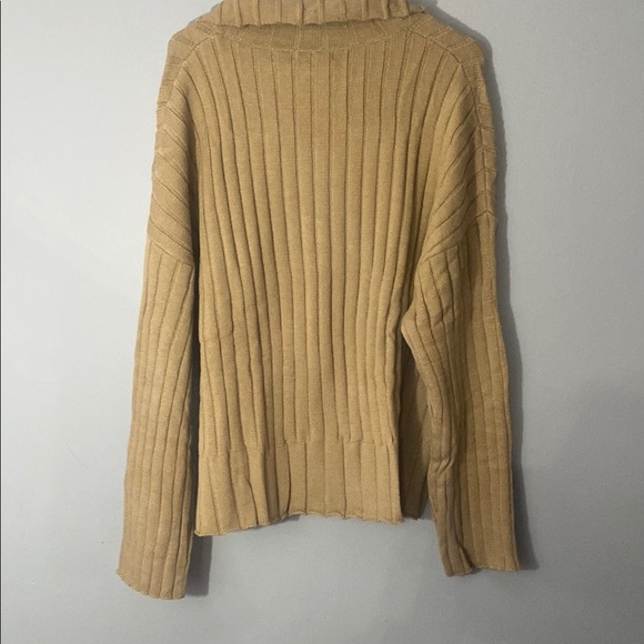 Fashion Tan Ribbed Zip-Up Sweater Size XXL - Picture 8 of 8